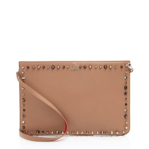 Christian Louboutin Calfskin Spike Empire Trashmix Loubiclutch Clutch