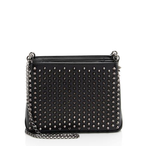 Christian Louboutin Calfskin Spiked Triloubi Chain Small Shoulder Bag