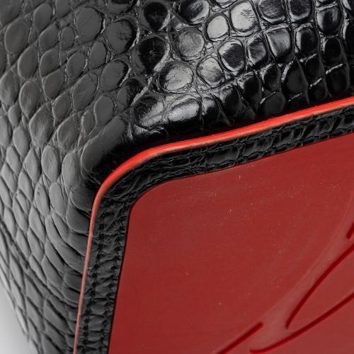 Christian Louboutin Shiny Croc Embossed Leather Cabarock Small Tote