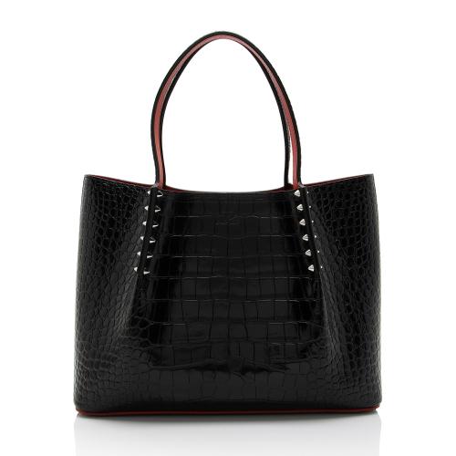 Christian Louboutin Shiny Croc Embossed Leather Cabarock Small Tote