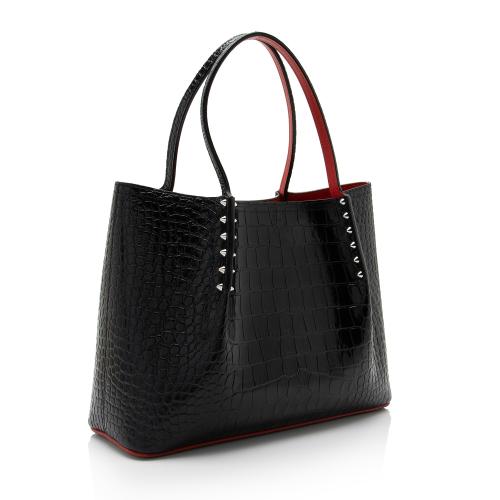 Christian Louboutin Shiny Croc Embossed Leather Cabarock Small Tote