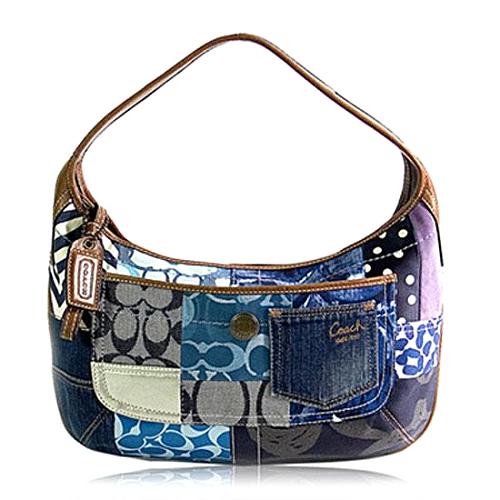 Coach Ergo Denim Patchwork Hobo Handbag