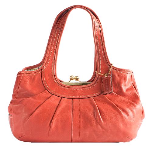 Coach Ergo Leather Pleated Framed Satchel Handbag