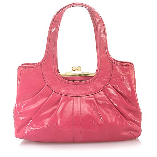 Coach Ergo Patent Leather Pleated Framed Satchel Handbag