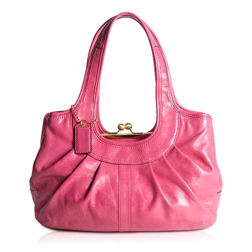 Coach Ergo Patent Leather Pleated Framed Satchel Handbag