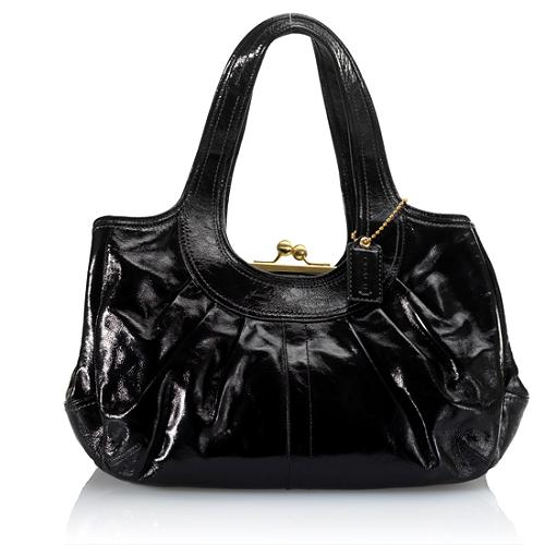 Coach Ergo Patent Leather Pleated Framed Satchel Handbag