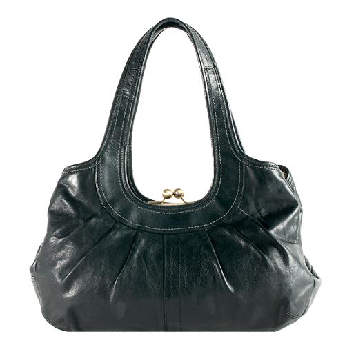 Coach Ergo Patent Leather Pleated Framed Satchel Handbag