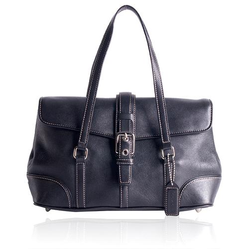 Coach Hampton Flap Leather Satchel Handbag