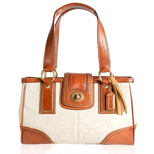 Coach Hamptons Signature Stitched Medium Carryall Tote