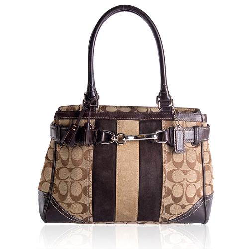 Coach Hamptons Signature Stripe Carryall Tote