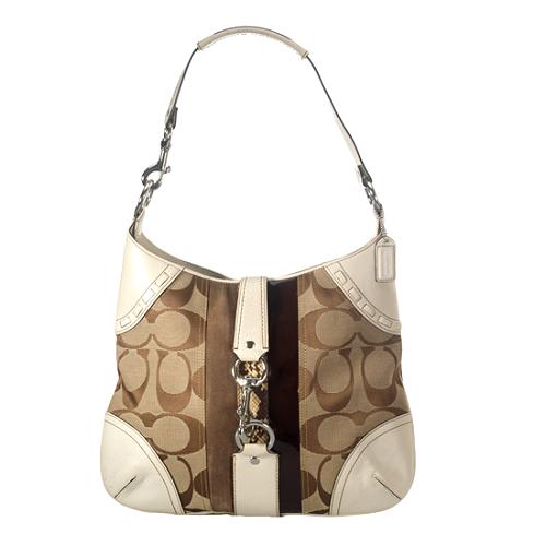 Coach Hamptons Signature Stripe Hobo Handbag