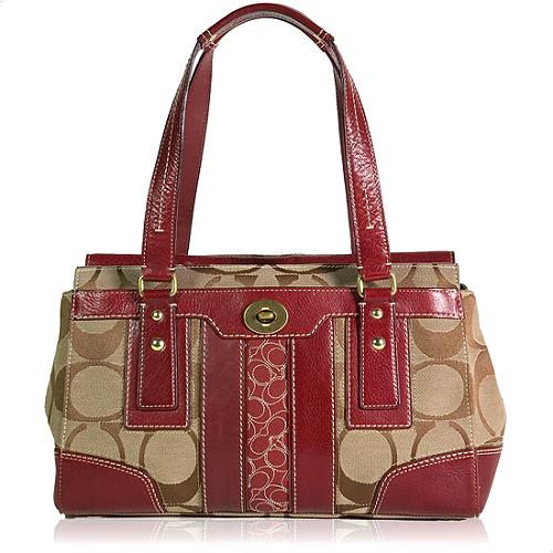 Coach Hamptons Signature Stripe Large Carryall Tote