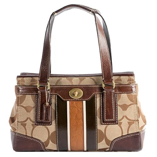 Coach Hamptons Signature Stripe Medium Carryall Tote