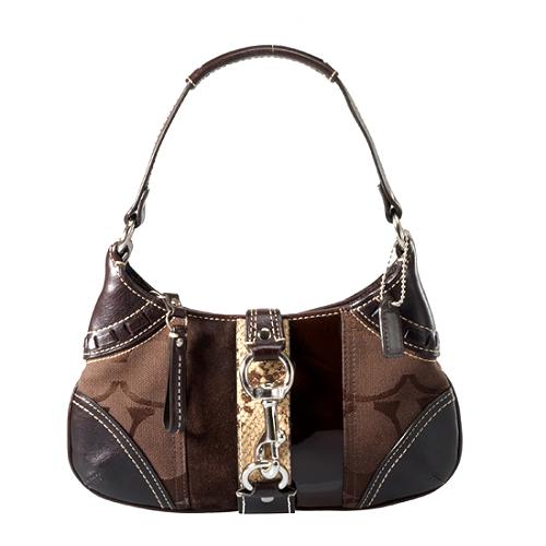 Coach Hamptons Signature Stripe Small Hobo Handbag