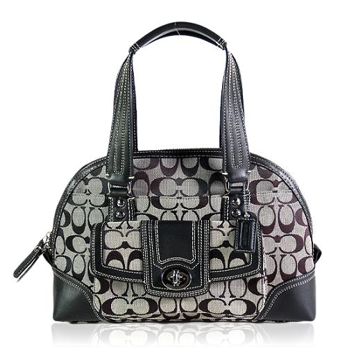 Coach Hamptons Signature Zip Domed Satchel Handbag