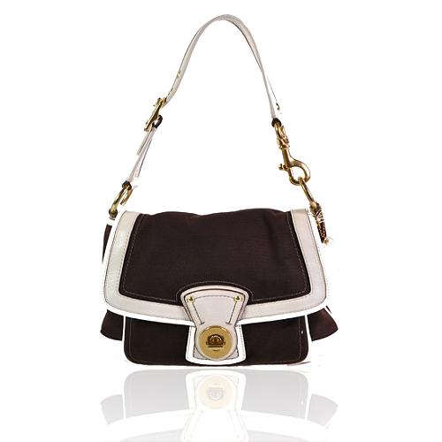 Coach Legacy Ali Canvas Flap Shoulder Handbag 