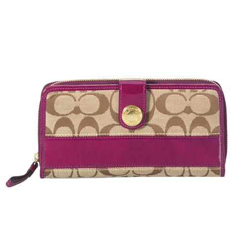 Coach Legacy Signature Stripe Zip Around Wallet