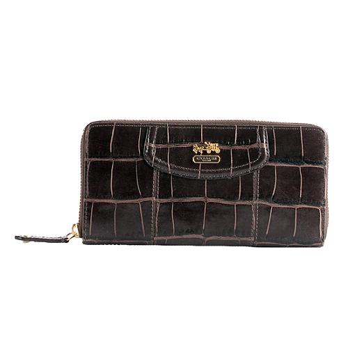 Coach Madison Embossed Croc Zip Around Wallet