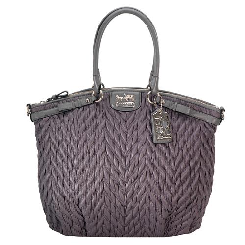 Coach Madison Quilted Chevron Nylon Large Lindsey Satchel Handbag