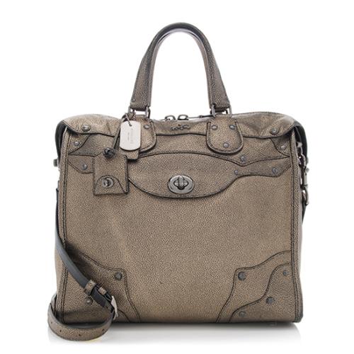 Coach Metallic Leather Elevated Rhyder 33 Satchel