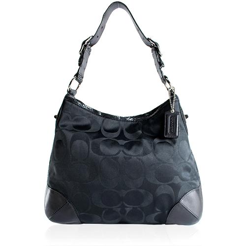 Coach Peyton Signature Sateen Hobo Handbag