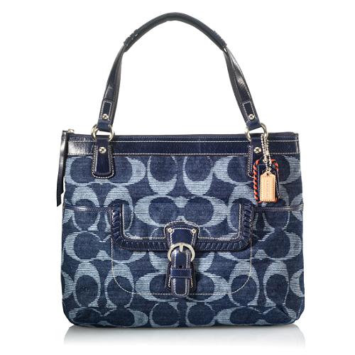 Coach Poppy Denim Signature Glam Tote