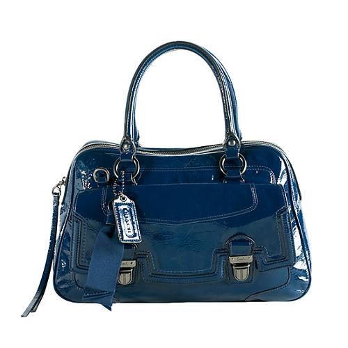 Coach Poppy Pushlock Patent Leather Satchel Handbag 