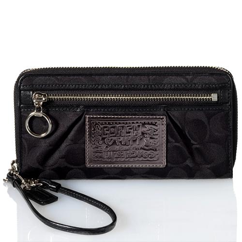 Coach Poppy Signature Zip Around Wallet