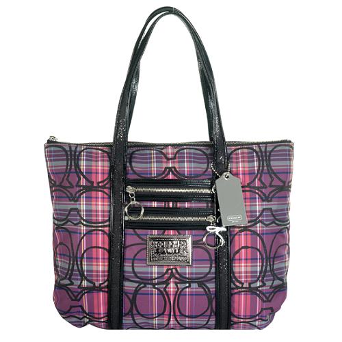 Coach Poppy Tartan Glam Shopper Tote