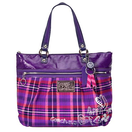 Coach Poppy Tartan Plaid Glam Tote