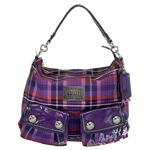 Coach Poppy Tartan Pocket Hobo Handbag