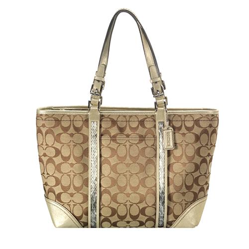 Coach Signature Beaded Tote