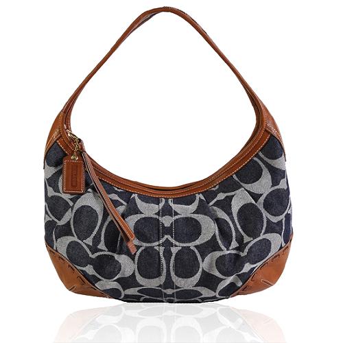 Coach Signature Denim Egro Hobo Handbag 