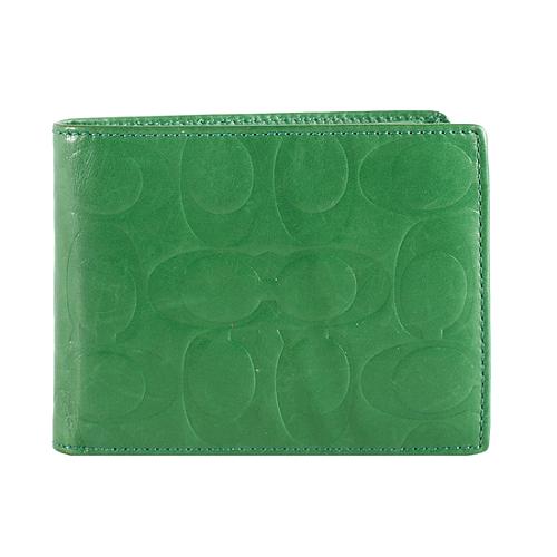 Coach Signature Embossed Passcase ID Wallet