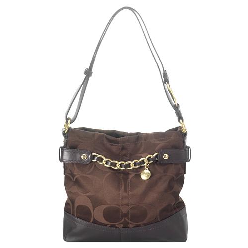 Coach Signature Sateen Chain Duffle Shoulder Handbag