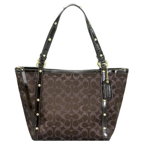 Coach Signature Stripe Studded Lurex Tote