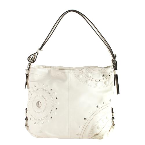 Coach Studded Applique Leather Hobo Handbag