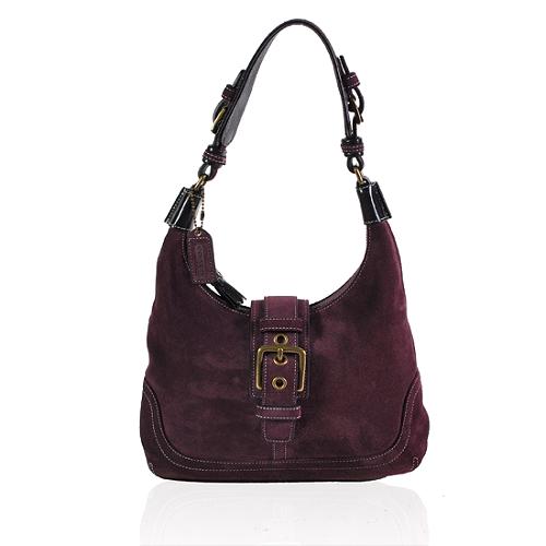 Coach Suede Flap Hobo Handbag