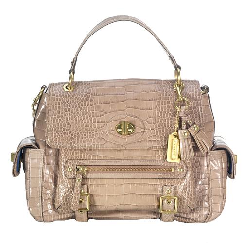 Coach Sydney Embossed Exotic Leather Shoulder Handbag