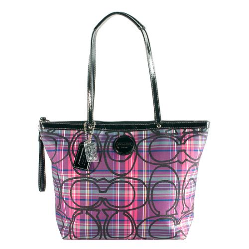 Coach Tartan Signature Stripe Tote 