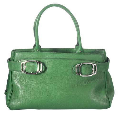 Cole Haan Pebbled Leather Buckle Satchel Handbag