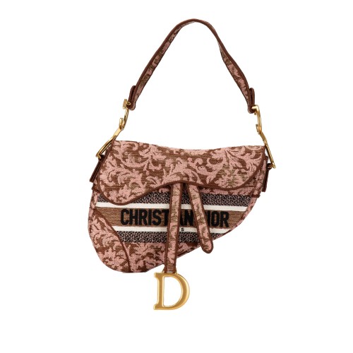 Dior Canvas Embroidered Brocart Saddle Bag