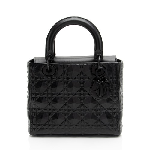 Dior Diamond Calfskin Lady Dior Medium Tote