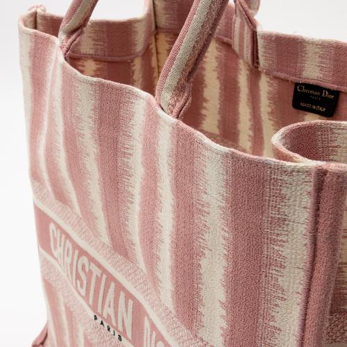 Dior Embroidered Striped Large Book Tote