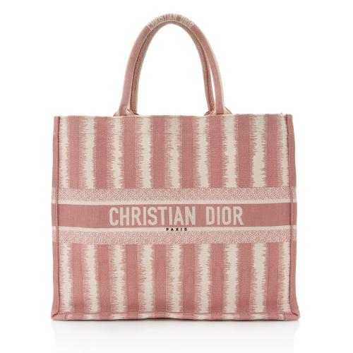 Dior Embroidered Striped Large Book Tote