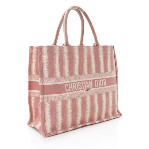 Dior Embroidered Striped Large Book Tote