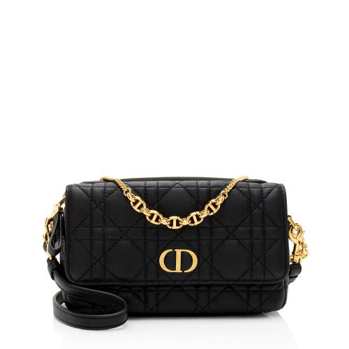 Dior Lambskin Cannage Caro Pouch with Chain 