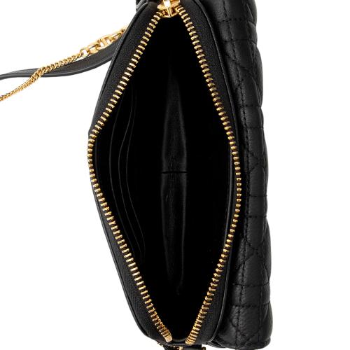 Dior Lambskin Cannage Caro Pouch with Chain 