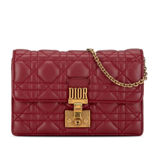 Dior Lambskin Cannage DiorAddict Wallet on Chain