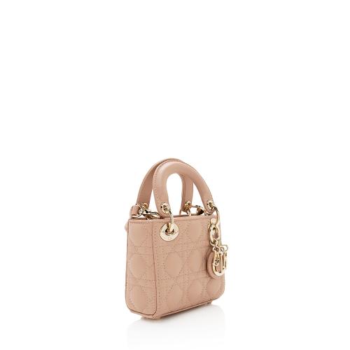 Dior Lambskin Cannage Lady Dior Micro Tote